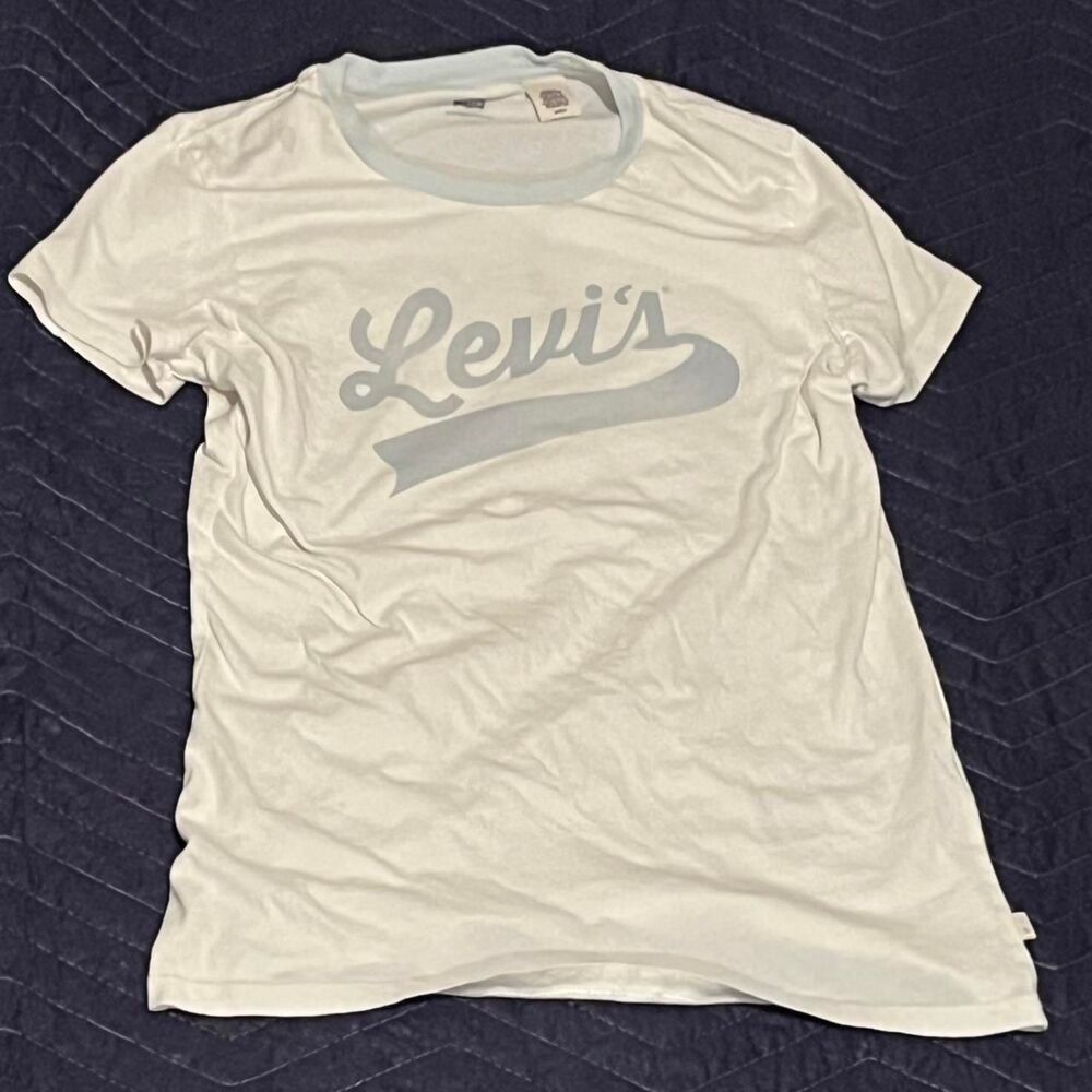 Levi-s Women's White and Blue T-shirt